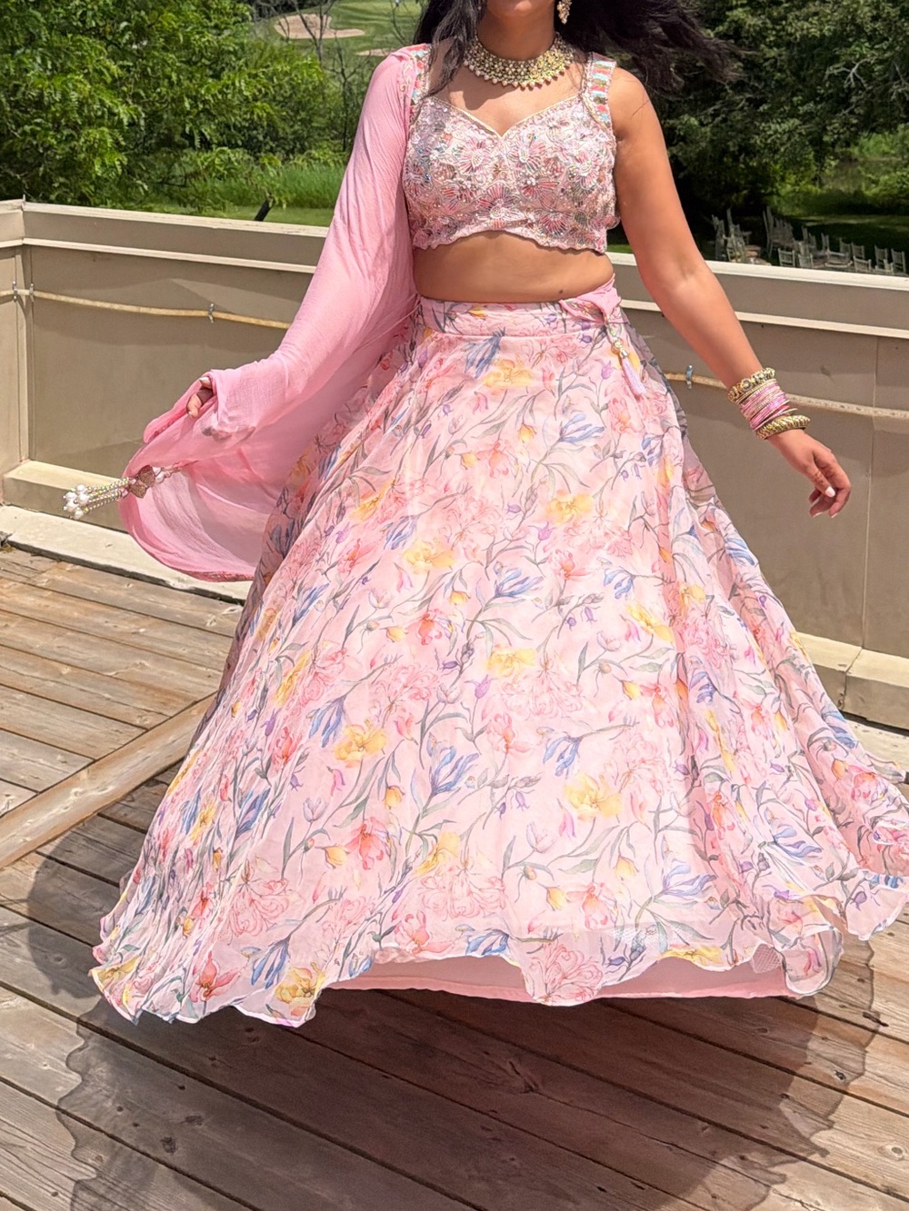 Pink Floral Lengha
